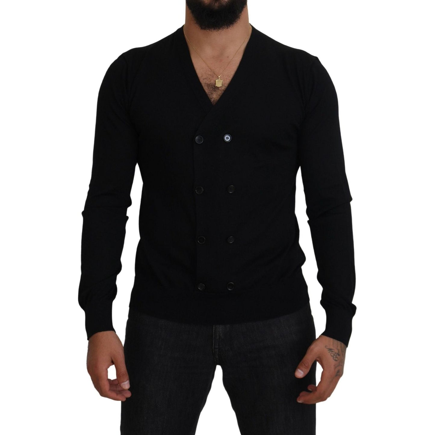 Dolce & Gabbana Black Cashmere Button Down Cardigan Sweater