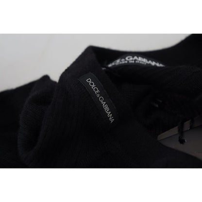 Dolce & Gabbana Black Cashmere Button Pullover Sweater