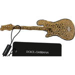 Dolce & Gabbana Gold Brass Beaded Guitar Pin Accessory Brooch Brooch
