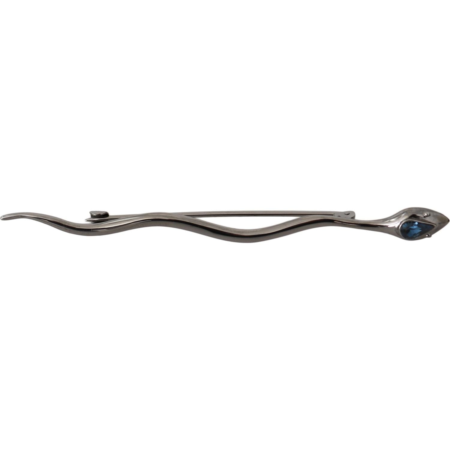 Dolce & Gabbana Silver Brass Crystal Spilla Serpente Brooch Pin