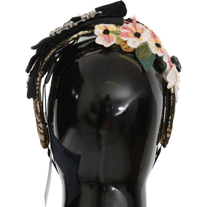 Dolce & Gabbana Multicolor Tiara Floral Crystal Bow Diadem Headband