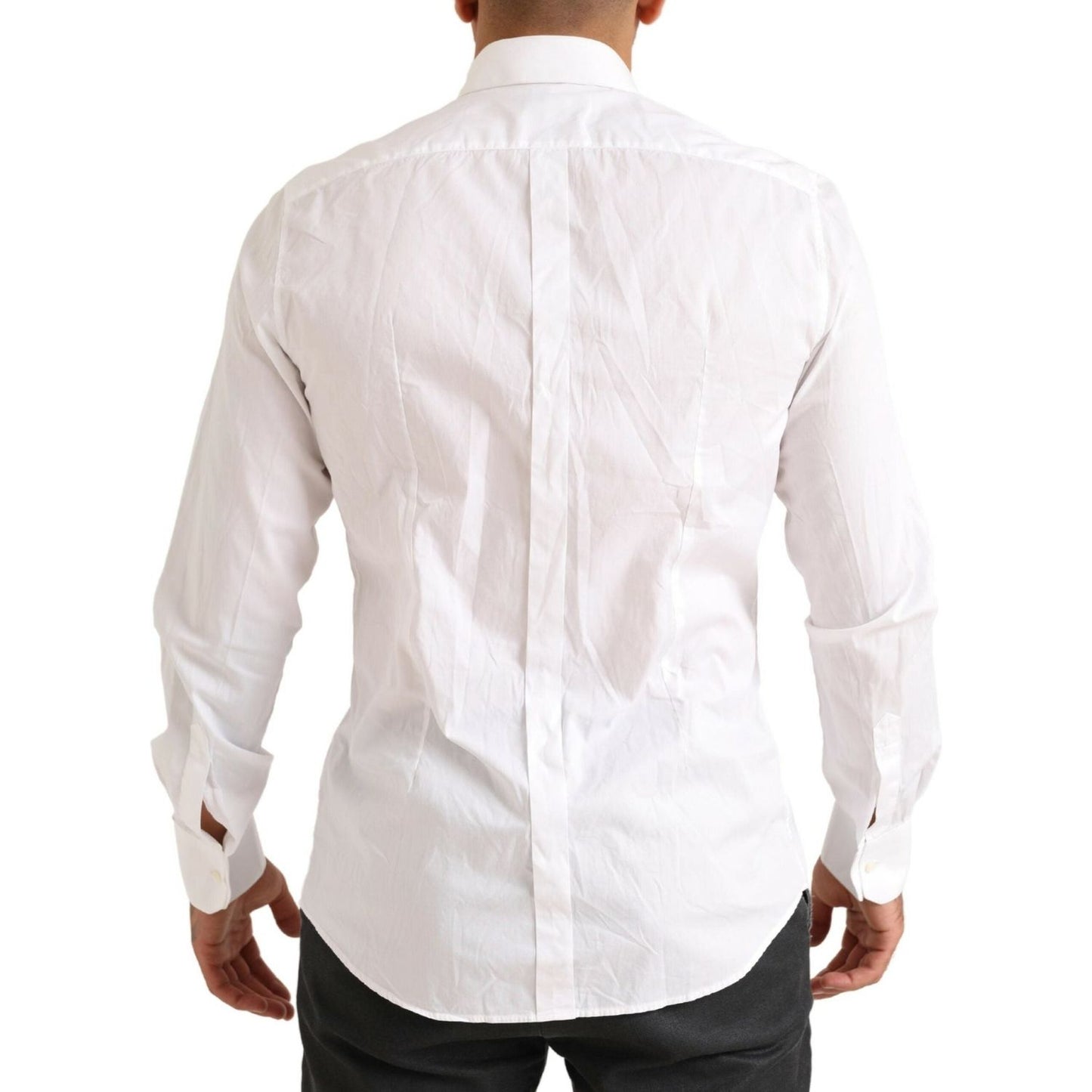 Dolce & Gabbana White GOLD Formal Cotton Tuxedo Dress Shirt