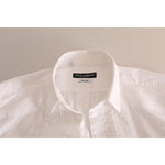Dolce & Gabbana White GOLD Formal Cotton Tuxedo Dress Shirt