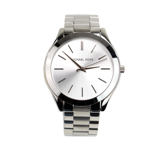 Michael Kors (MK3178) Slim Runway Mono Silver-Toned Stainless Steel Silver Dial Watch