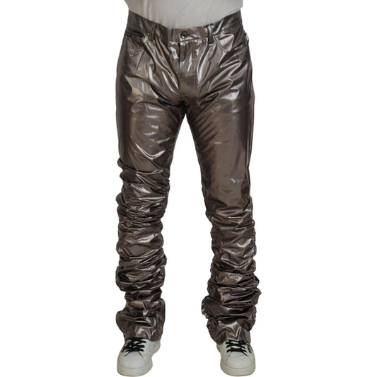 Dolce & Gabbana Silver Metallic Nylon Stretch Pants PAN74733- 44