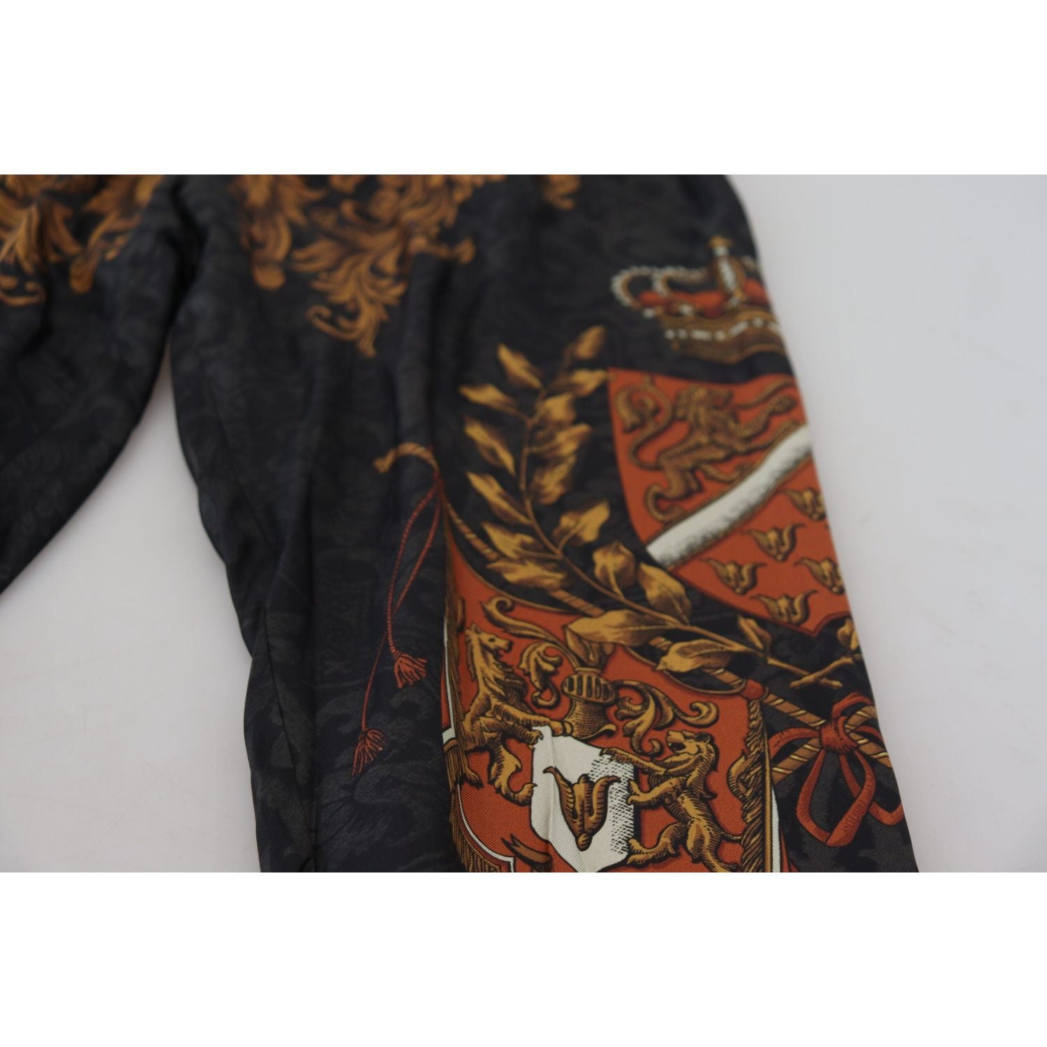 Dolce & Gabbana Gray Silk Baroque Crown Trousers Sport Pants