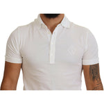 Dolce & Gabbana White Cotton Logo Short Sleeve Polo T-shirt