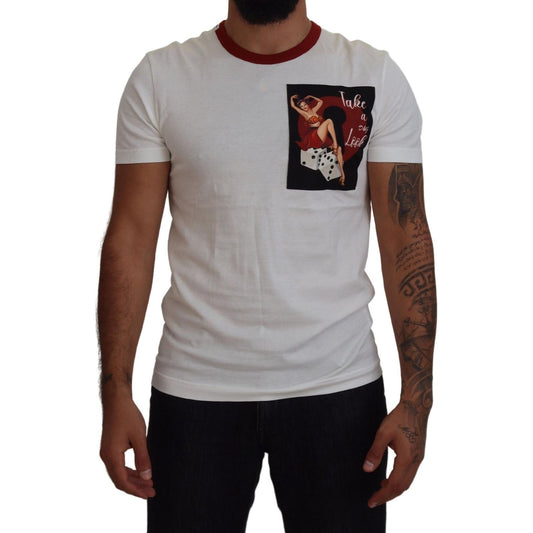 Dolce & Gabbana Cotton White Logo Print Crewneck T-shirt