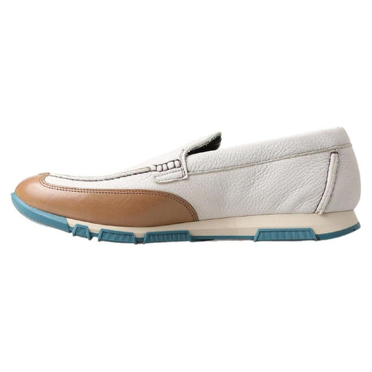 Dolce & Gabbana White Leather Loafers Moccasins Shoes