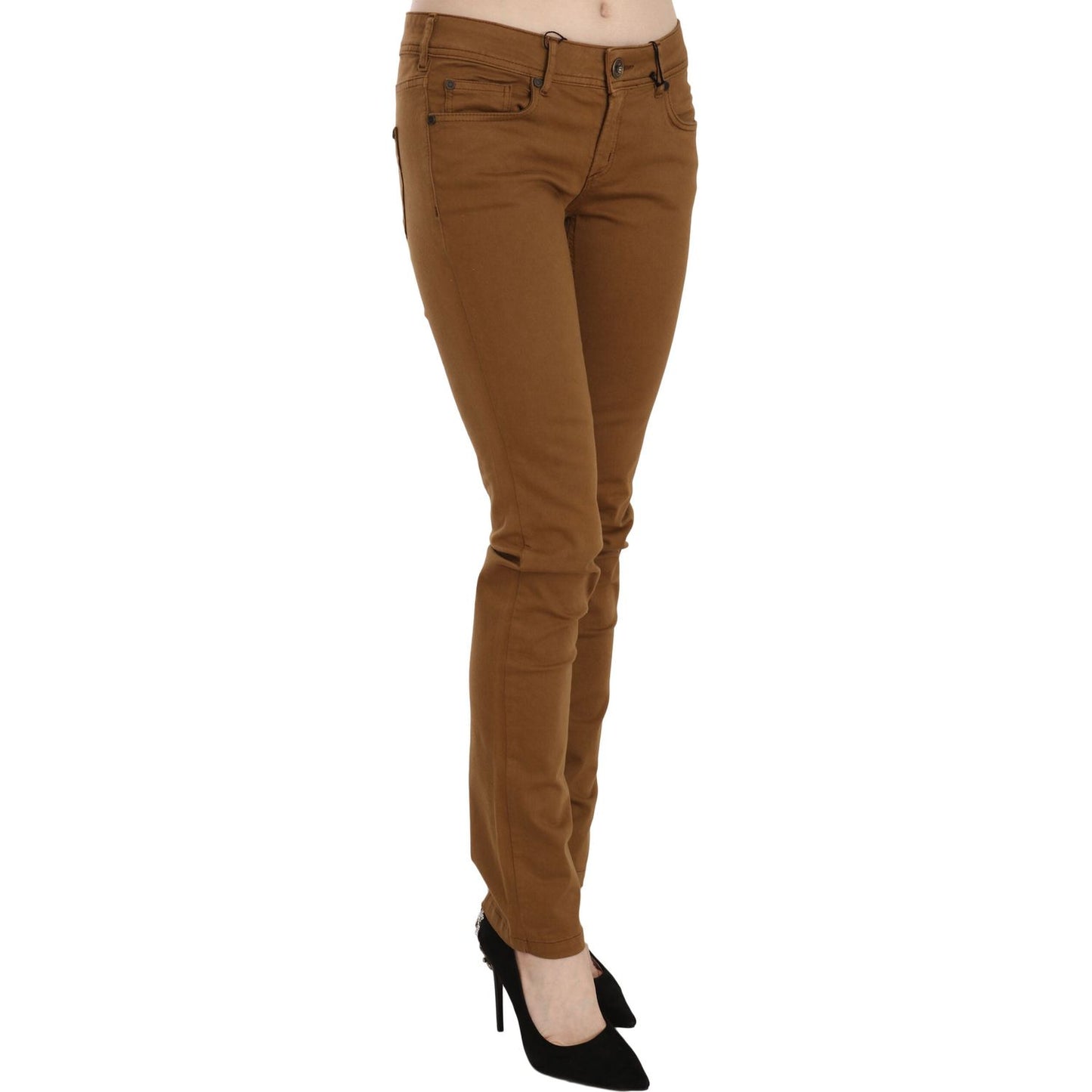 PLEIN SUD Brown Cotton Mid Waist Skinny Slim Fit Denim Jeans