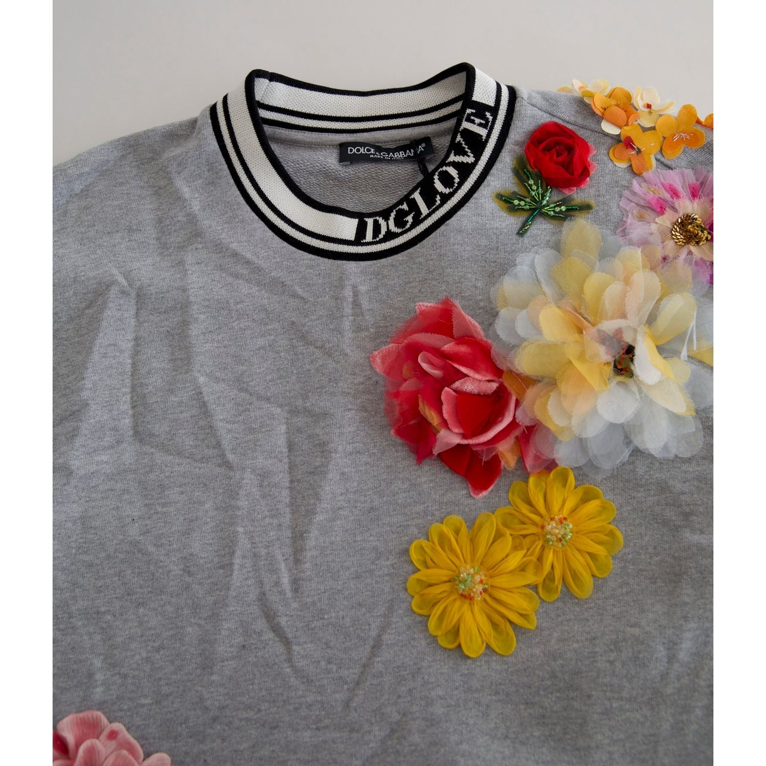 Dolce & Gabbana Gray DG Amore Queen Floral Pullover Sweater