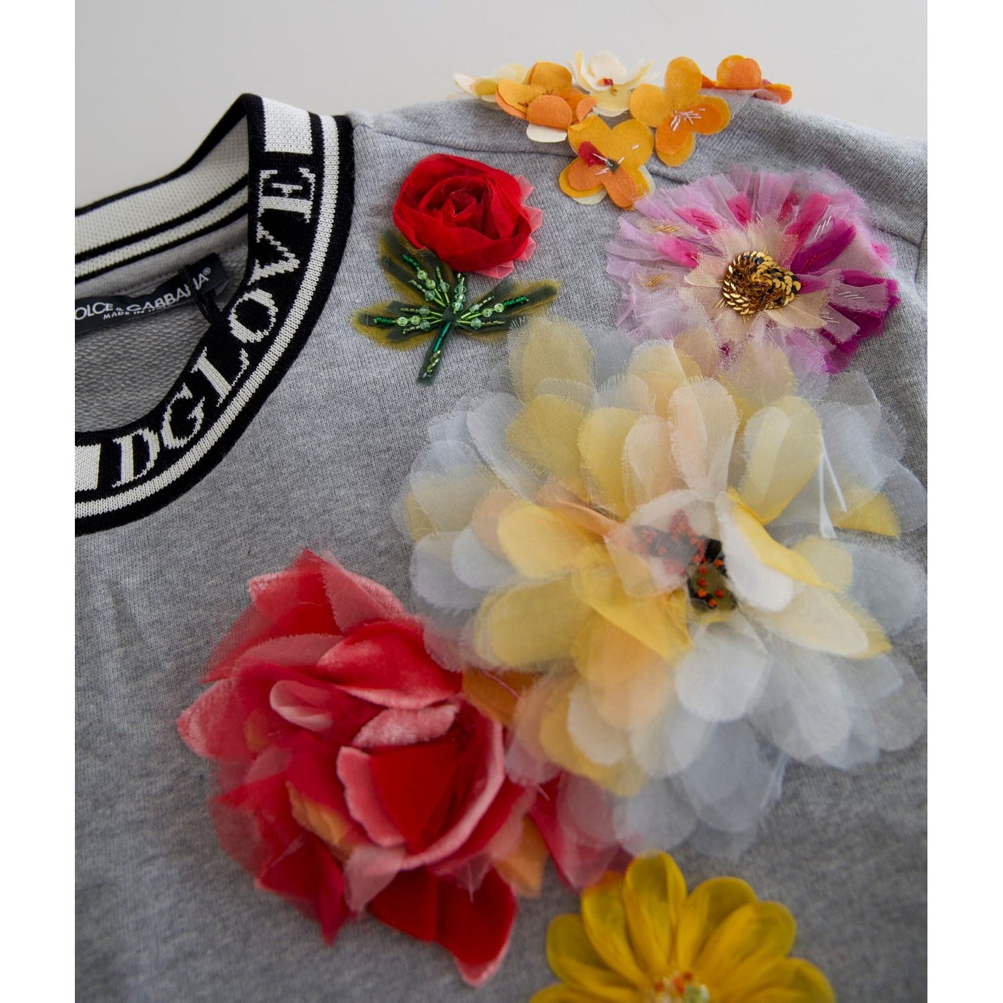 Dolce & Gabbana Gray DG Amore Queen Floral Pullover Sweater
