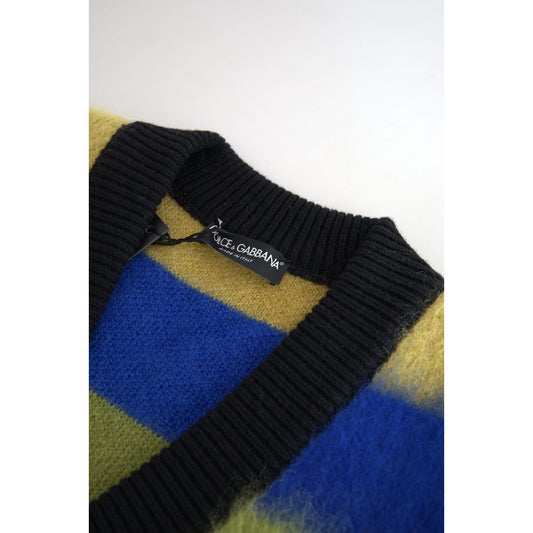 Dolce & Gabbana Multicolor Stripes V-neck Pullover Sweater