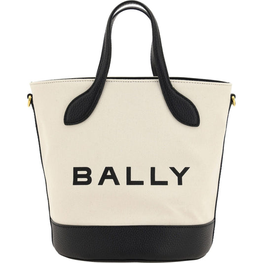 Bally White and Black Leather Bucket Bag