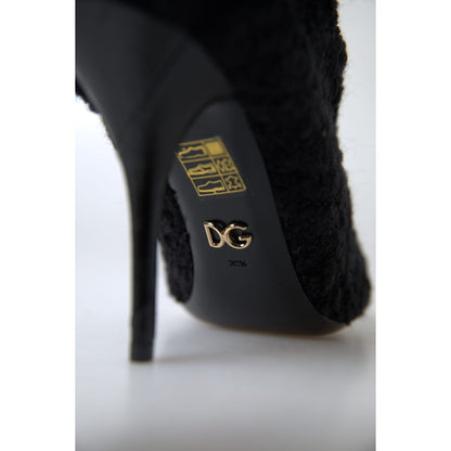 Dolce & Gabbana Black Stiletto Heels Mid Calf Boots