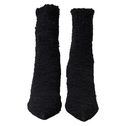 Dolce & Gabbana Black Stiletto Heels Mid Calf Boots