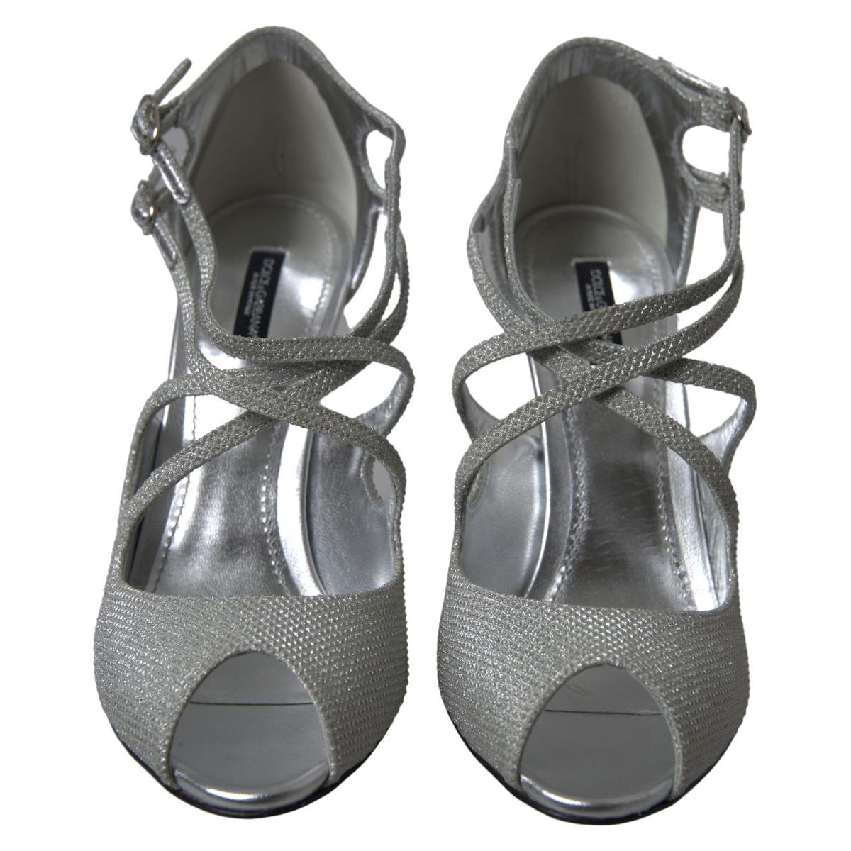 Dolce & Gabbana Silver Shimmers Sandals Heel Pumps Shoes LA10376-40