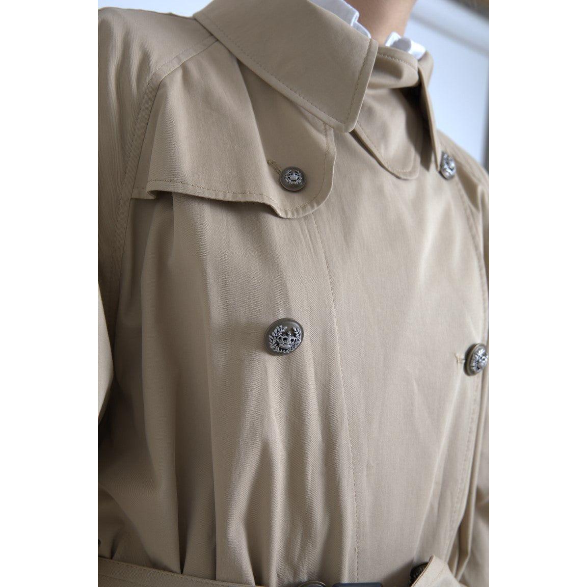 Dolce & Gabbana Khaki Double Breasted Trench Coat Jacket Dolce & Gabbana