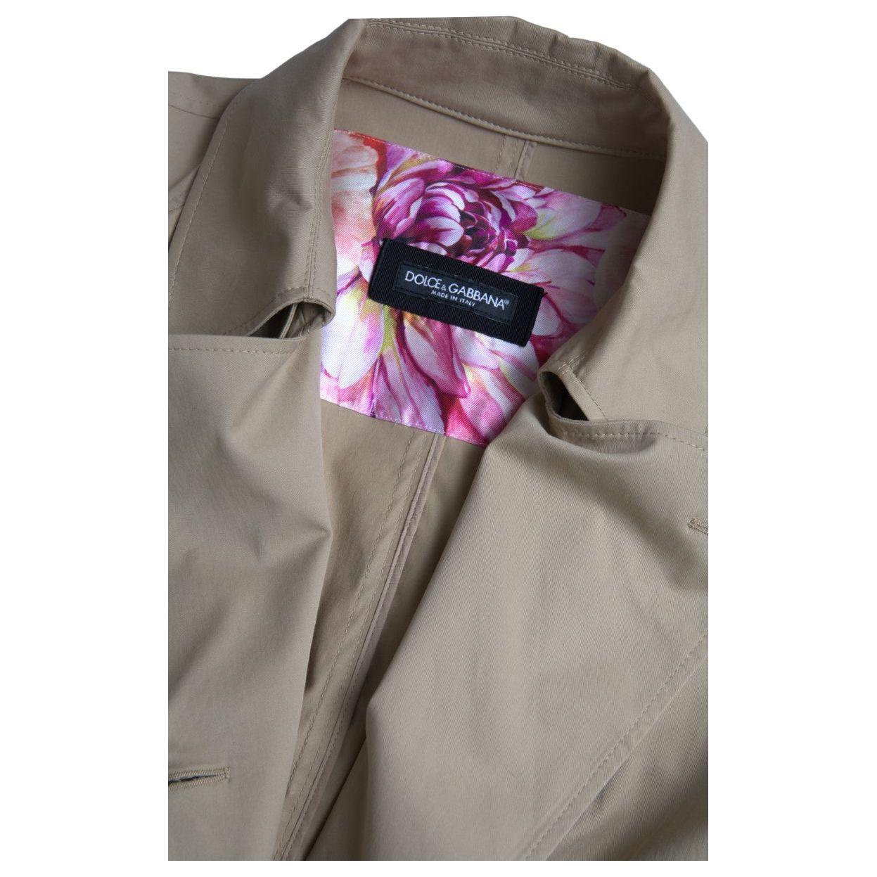 Dolce & Gabbana Khaki Double Breasted Trench Coat Jacket Dolce & Gabbana