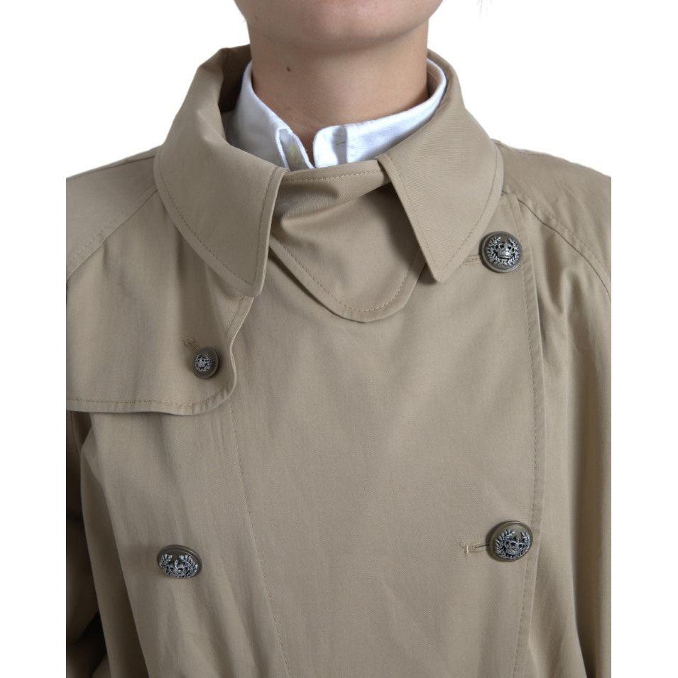 Dolce & Gabbana Khaki Double Breasted Trench Coat Jacket Dolce & Gabbana