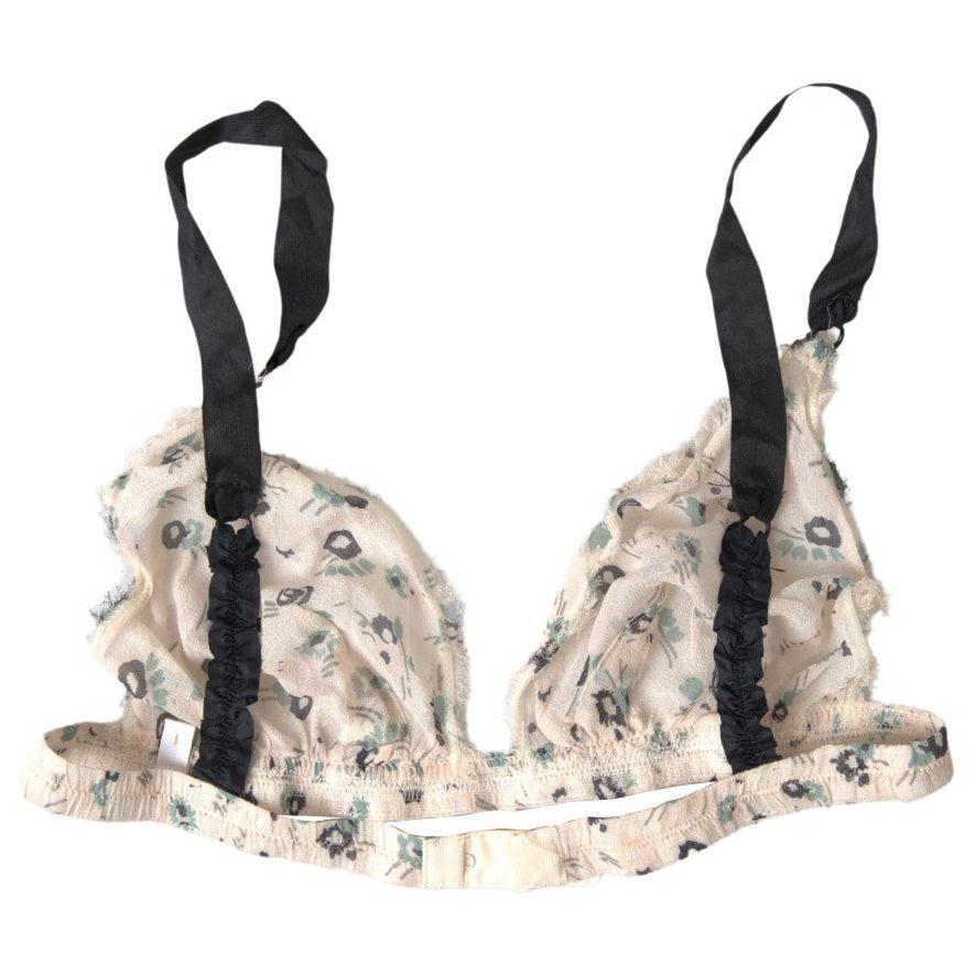 Costume National Beige Floral Underwear Bikini Bra