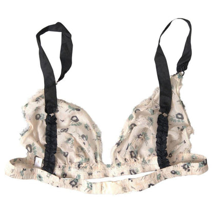 Costume National Beige Floral Underwear Bikini Bra