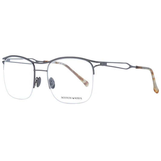 Scotch & Soda Gray Men Glasses Frame, gunmetal square half-rim style with demo lenses, metal frame, temples length 140mm.