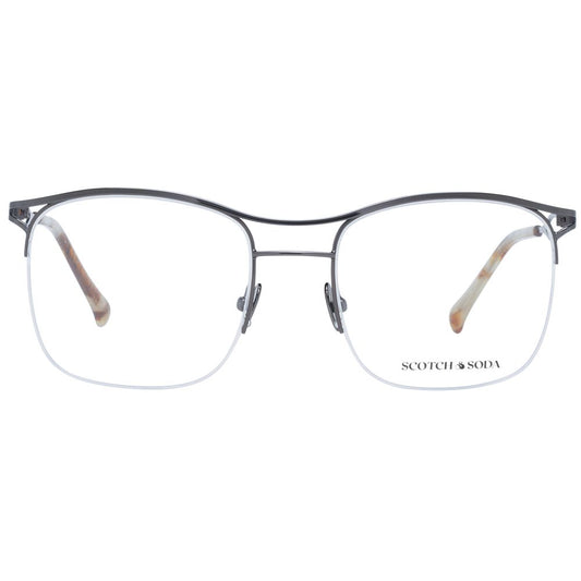 Scotch & Soda Gray Men Glasses Frame in gunmetal with half-rim style, metal frame, and plastic demo lenses, model size 53-19-140.