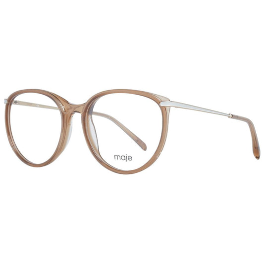 Maje Beige Women Glasses Frame, round acetate full-rim with demo lenses, size 53-17-135, includes branded case.