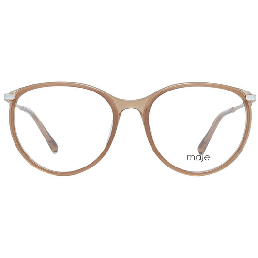 Maje Beige Women Glasses Frame, beige acetate round full-rim eyewear for women, lens width 53mm, bridge width 17mm.