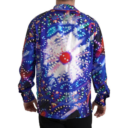 Dolce & Gabbana Multicolor Silk Psychedelic Print Men Pajama Shirt