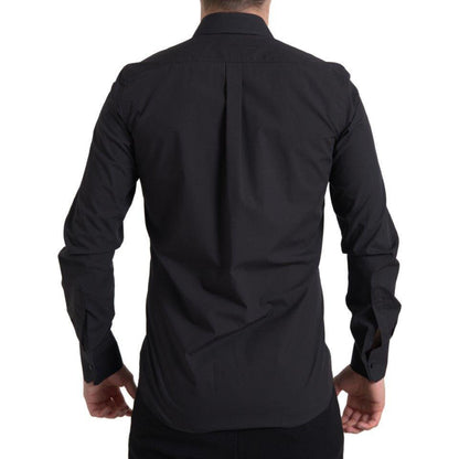 Dolce & Gabbana Black Cotton Men Long Sleeves MARTINI Shirt