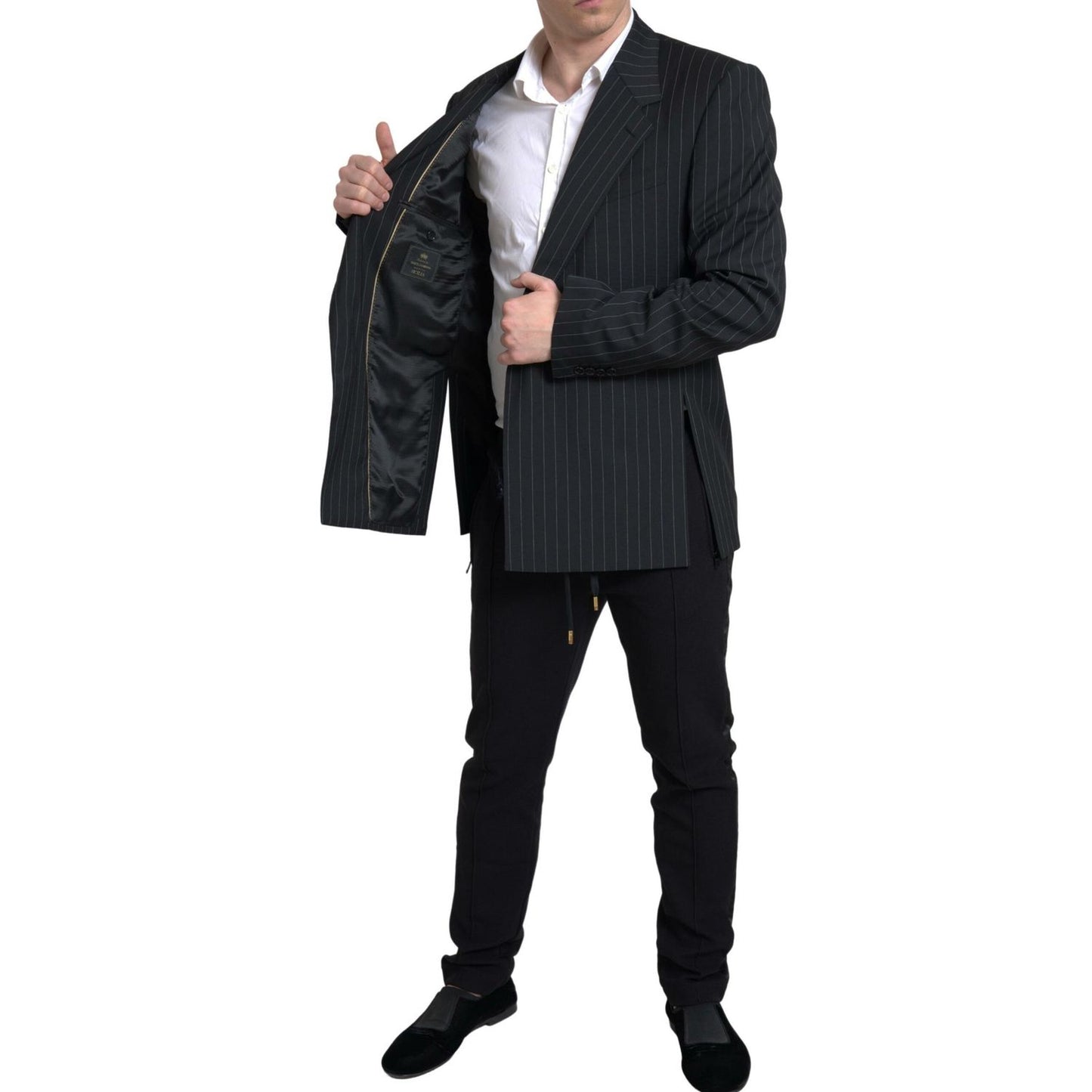 Dolce & Gabbana Black Stripe Single Breasted SICILIA Blazer