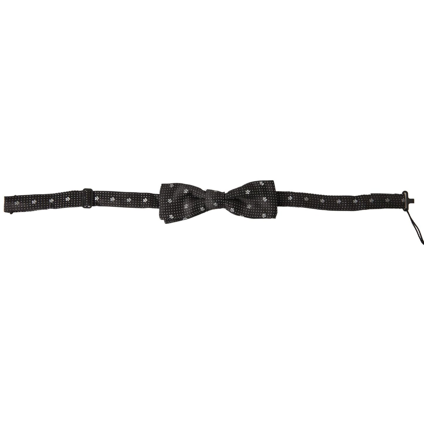 Dolce & Gabbana Black Patterned Silk Adjustable Men Neck Papillon Bow Tie