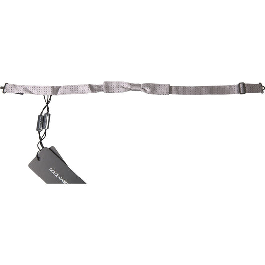 Dolce & Gabbana Gray Dotted Silk Adjustable Men Neck Papillon Bow Tie