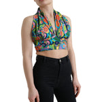 Dolce & Gabbana Multicolor Halter Sleeveless Cropped Tank Top