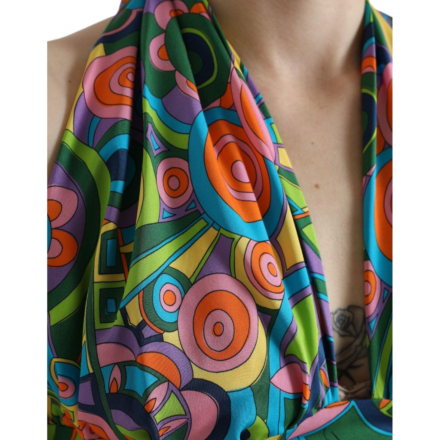 Dolce & Gabbana Multicolor Halter Sleeveless Cropped Tank Top