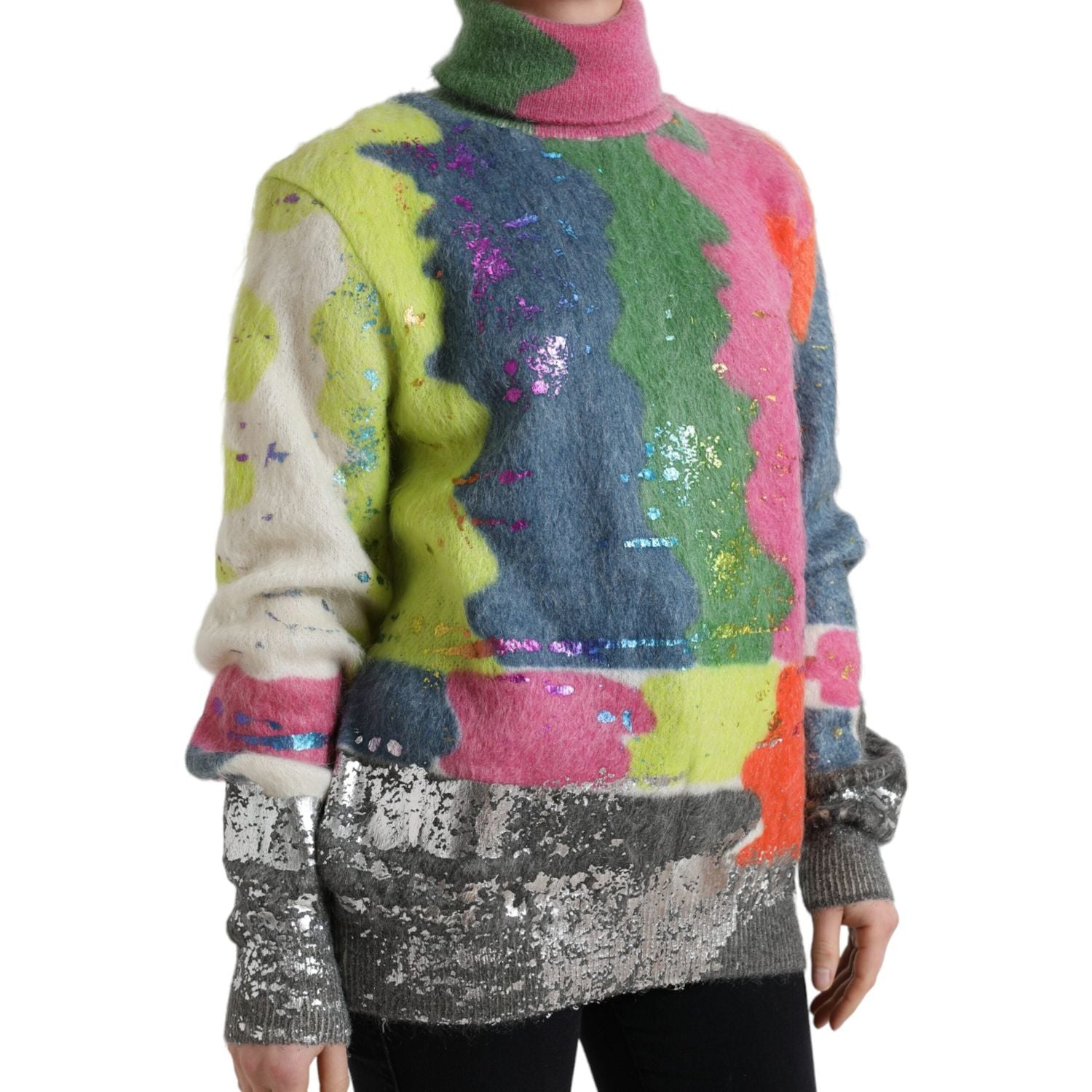 Dolce & Gabbana Multicolor Mohair Turtleneck Pullover Sweater