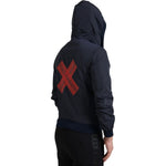 Dolce & Gabbana Blue Hooded Logo Polyester Full Zip Sweater