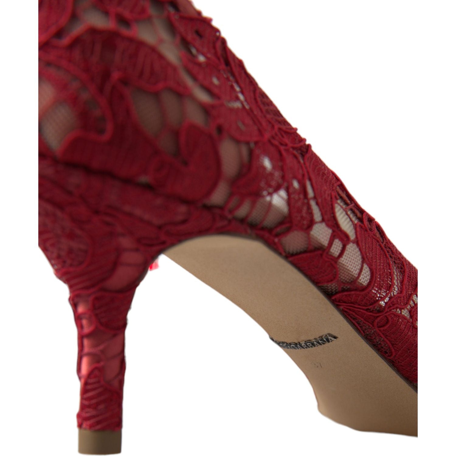 Dolce & Gabbana Red Taormina Lace Crystal Heels Pumps Shoes
