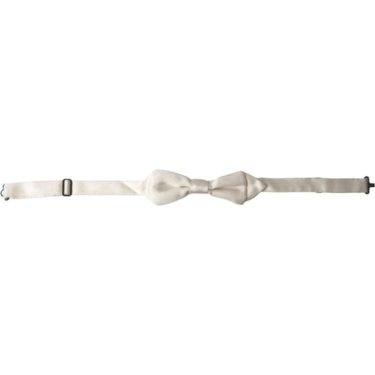 Dolce & Gabbana White Silk Slim Adjustable Neck Papillon Bow Tie