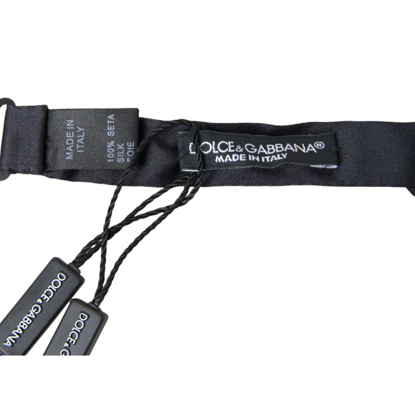 Dolce & Gabbana Dark Blue Silk Satin Adjustable Neck Men Papillon Bow Tie