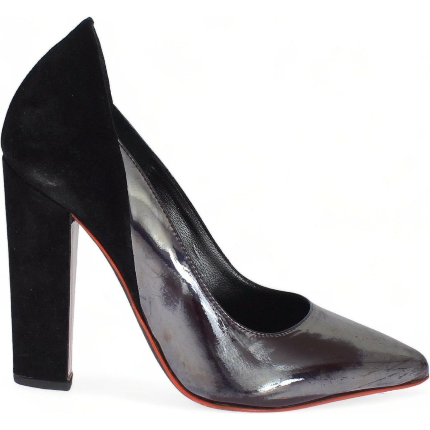 Cédric Charlier Gray Black Leather Suede Heels Pumps Shoes