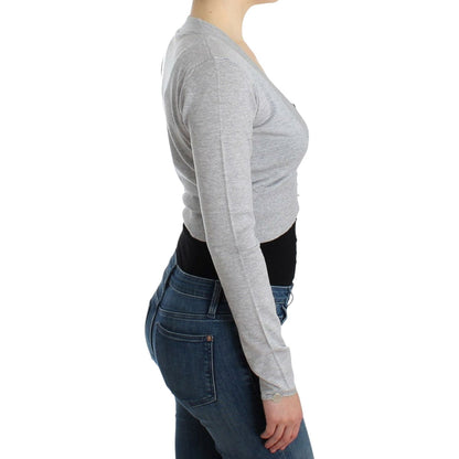 Cavalli Gray cropped wool cardigan