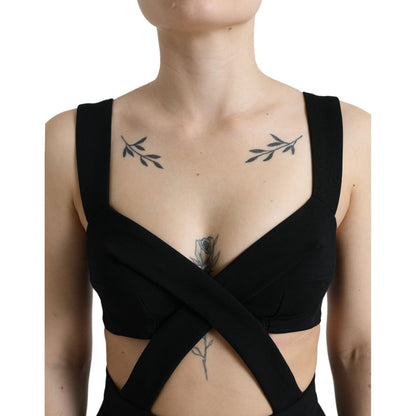 Dolce & Gabbana Black Cut Out Sleeveless Bodycon Midi Dress