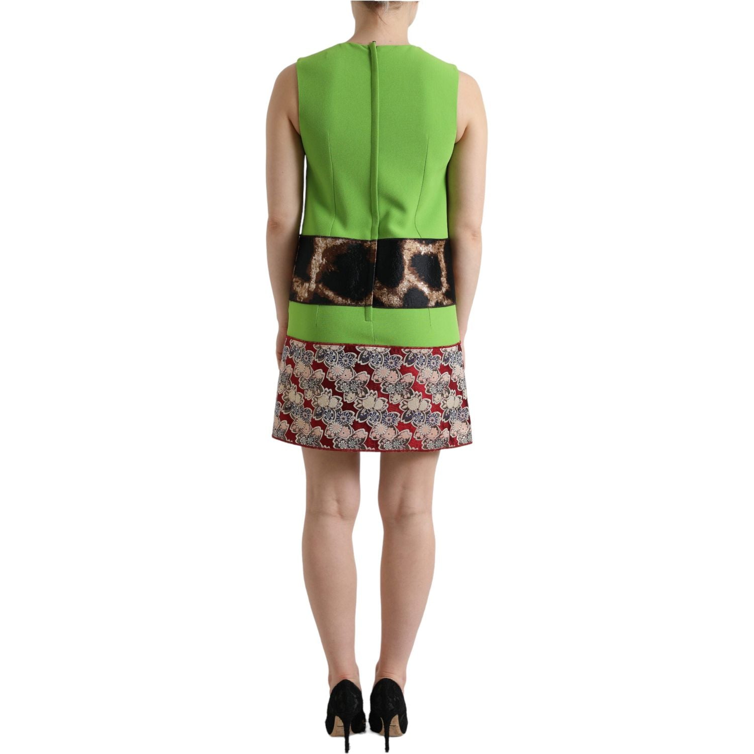 Dolce & Gabbana Apple Green Sleeveless Panelled Shift Dress