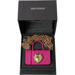 Dolce & Gabbana Pink Silicone Devotion Heart Bag Gold Chain Airpods Case BAG1109