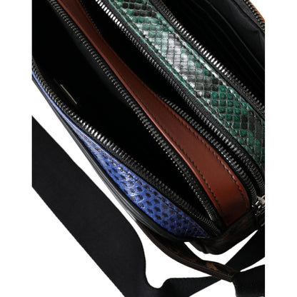 Dolce & Gabbana Black Exotic Leather Logo Belt Waist Fanny Pack Bag