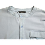Dolce & Gabbana Light Blue Cotton Buttoned Pullover Sweater