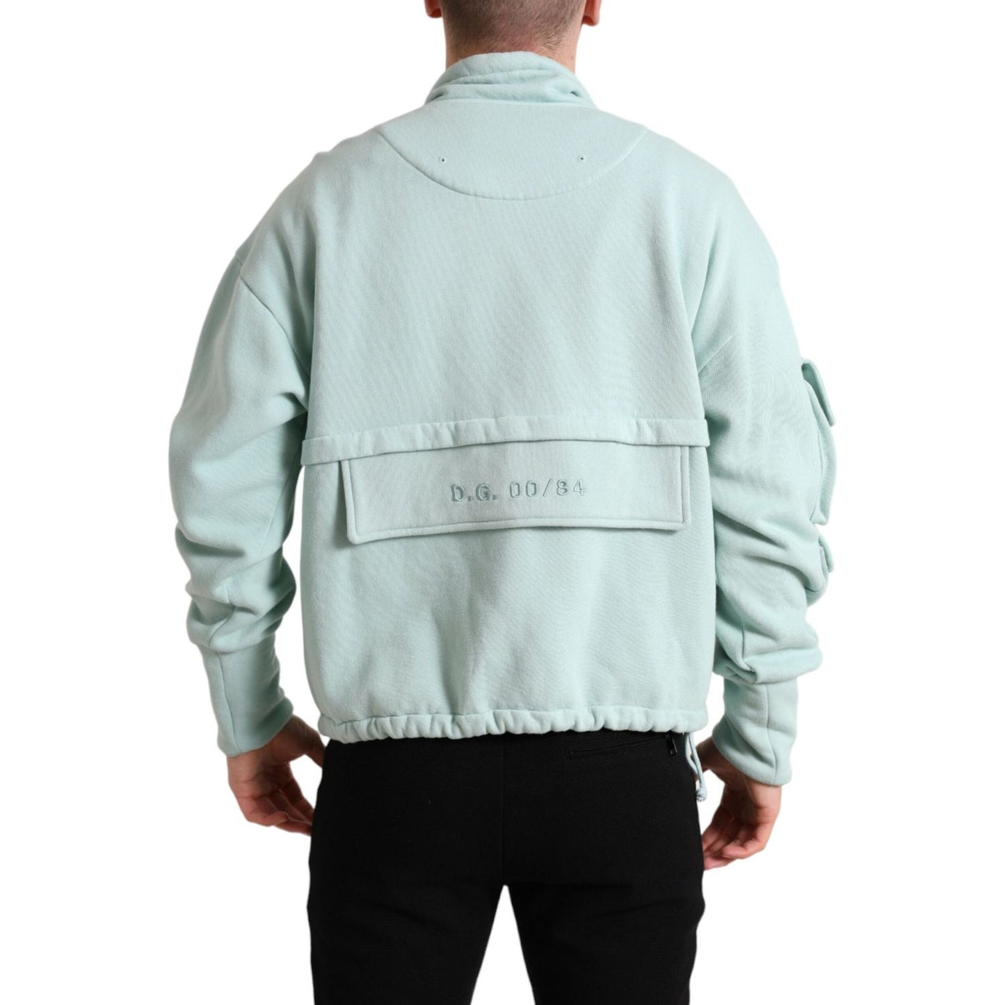 Dolce & Gabbana Mint Green Cotton Pockets Pullover Sweater